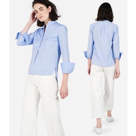Everlane Blue The Japanese Oxford Shirt Button Down Bib Chambray Women’s Size 4 - Picture 1 of 8